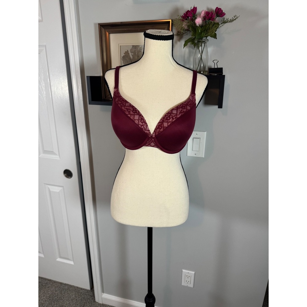 Victoria's Secret Body By Victoria Perfect Shape Lace Bra Burgundy 34DD